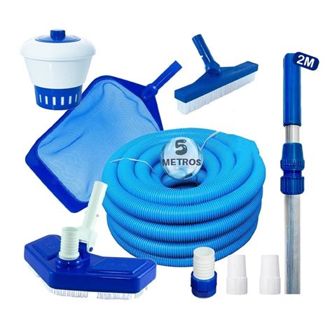 Kit Limpeza Para Piscina Aspirador Clorador Cabo 2m Mangueira 5m