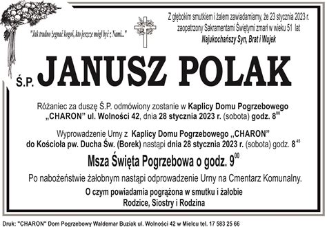 P Janusz Polak Dom Pogrzebowy Charon Waldemar Buziak