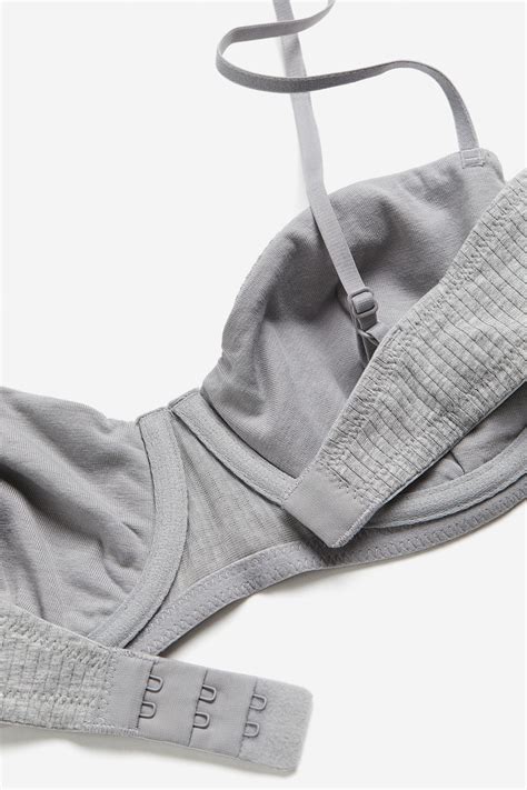 Non Padded Cotton Balconette Bra Light Grey Marl Ladies Handm Gb