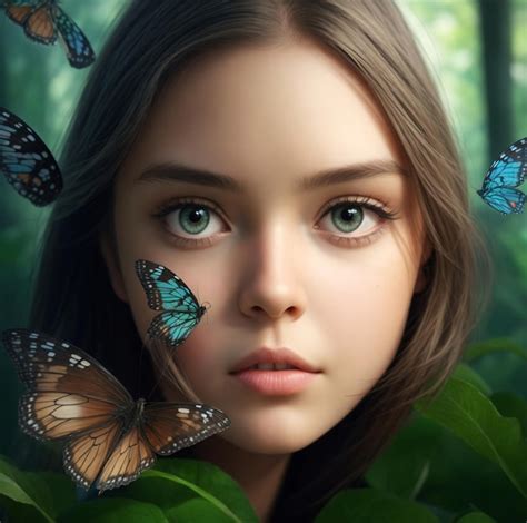 Premium Ai Image The Girl With The Butterflies