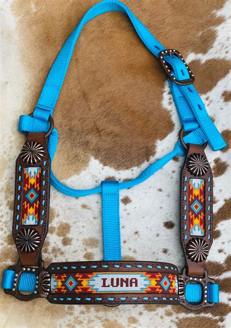 Custompersonalized Leather Beaded Horse Halter Deluxe Etsy