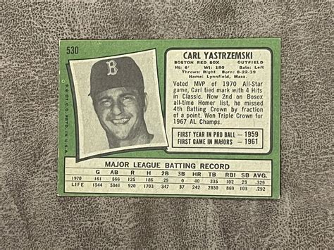 1971 Topps Carl Yastrzemski 530 EX NM HOF Boston Red Sox Semi High