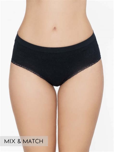 BF 02390 Cotton Blended Seamless Hi Cut Brief Black SATAMI Lingerie