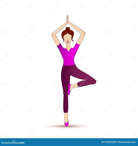 Girl Doing Vrikshasana Yoga Tree Posture Slim Woman In Vrksana Hatha Yoga Tree Pose Wearing