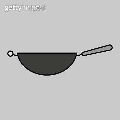 Wok Frying Pan Vector Icon Kitchen Appliance