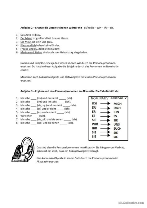 Personalpronomen Nom Akk Dat English Esl Worksheets Pdf Doc