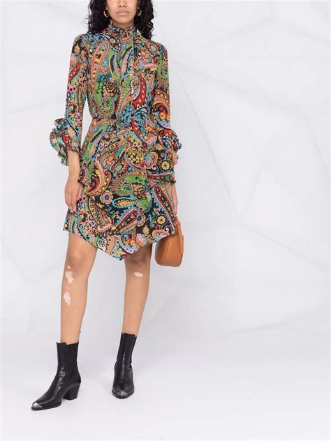 Etro Paisley Print Ruffle Detail Dress Farfetch