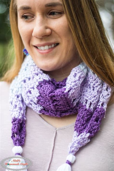 Diamond Scarf Free Crochet Pattern Caron X Pantone Bamboo Yarn Nicki S Homemade Crafts