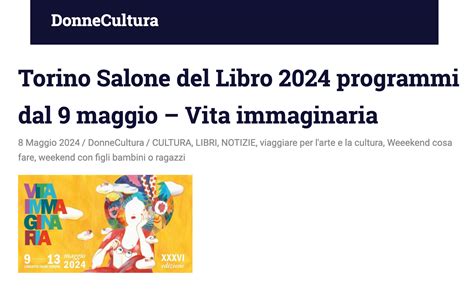 Torino Salone Del Libro Programmi Dal Maggio Vita Immaginaria