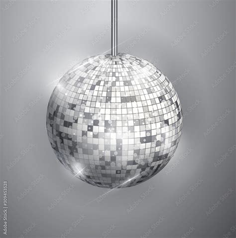 Disco Ball Isolated On Grayscale Background Night Club Party Light Element Bright Mirror