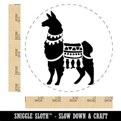 Fancy Llama With Geometric Blanket And Tassels Self Inking Rubber Stamp