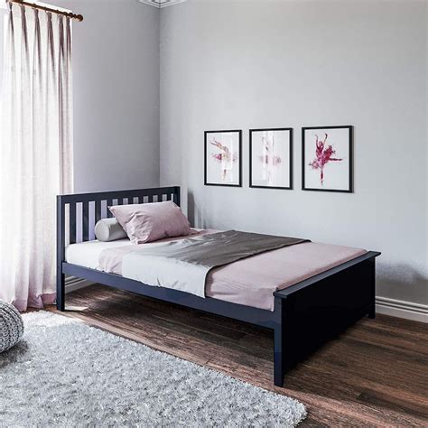 Max And Lily Full Size Platform Bed Solid Wood Grey