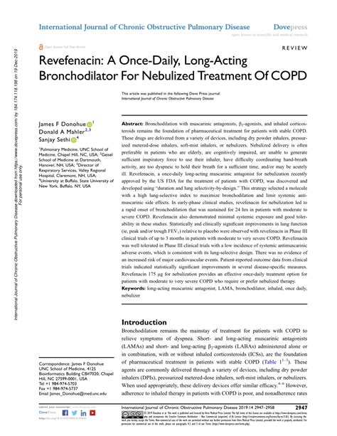 Pdf Revefenacin A Once Daily Long Acting Bronchodilator For Nebulized Treatment Of Copd