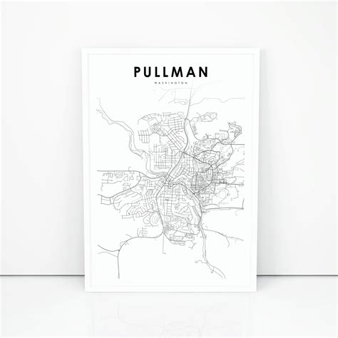 Pullman WA Map Print Washington USA Map Art Poster WSU | Etsy