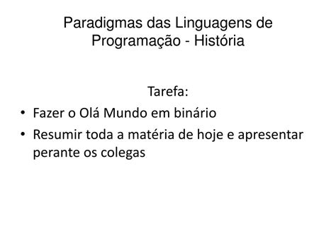 Ppt Paradigmas Das Linguagens De Programa O Hist Ria Powerpoint