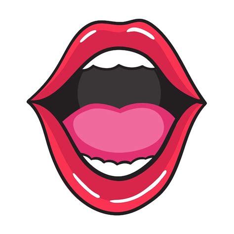 Premium Vector Comic Female Red Lips Sticker Women Mouth With Lipstick In Vintage Comic Style