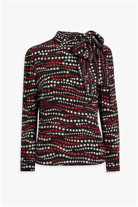 Redvalentino Pussy Bow Printed Silk Crepe De Chine Blouse The Outnet