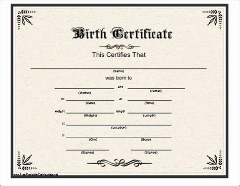 30 Printable Fake Birth Certificates | Example Document Template