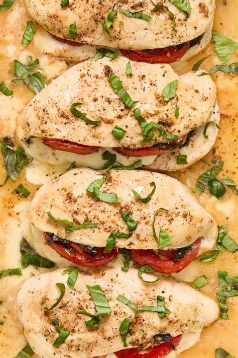 Baked Mozzarella Stuffed Chicken with Tomato and Basil | Lemons & Zest