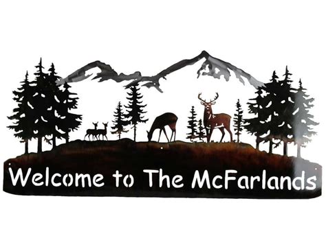 Smw0512 Custom Metal Welcome Sign Mountains Mcfarlands Sunriver Metal