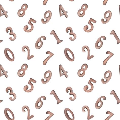 Premium Photo Seamless Pattern With A Set Of Brown Numbers From Zero