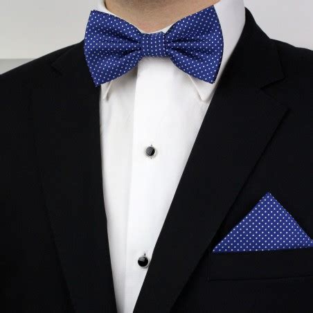 Pocket Square and Bow Tie Set in Royal Blue | Pin Dot Bowtie and Hanky ...