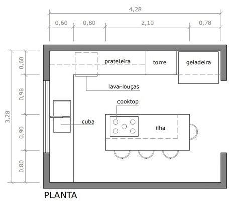 PROJETO DE COZINHA DE 3 28x4 28m ILHA Ilha De Cozinha Pia