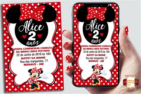 Convite Digital Minnie Vermelha Elo Produtos Especiais