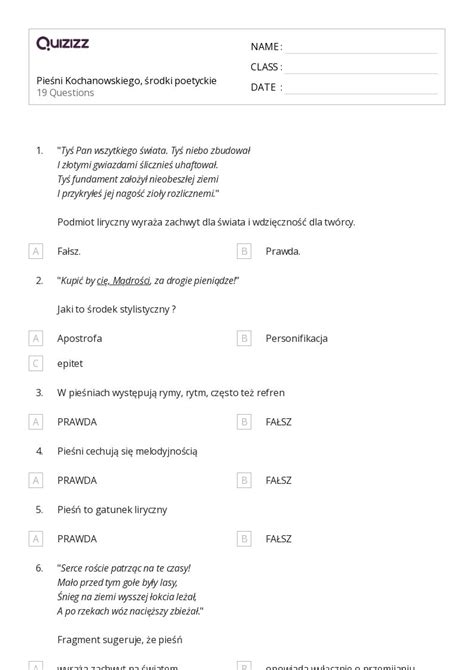 Ponad Uosobienie Personifikacja Arkuszy W Quizizz Darmowe I Do Druku