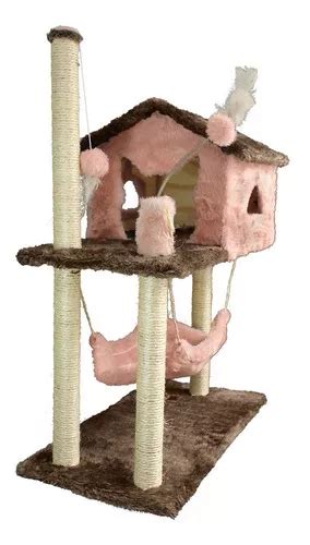 Casa Arranhador Toca Brinquedo Gato Poste Sisal Pet Rosa Pó MercadoLivre