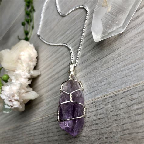 Amethyst Wire Wrapped Necklace Wholehearted Crystal Creations