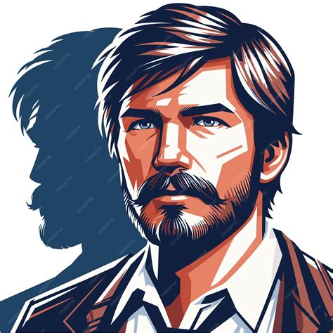 Premium Vector Man With A Beard Mustache Cartoon Man With A Beard