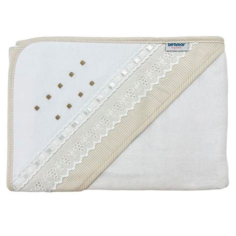 Toalha De Banho Para Beb Felpuda Revestida Bordada Vi S Bless Nude Baby Enxoval Enxovais