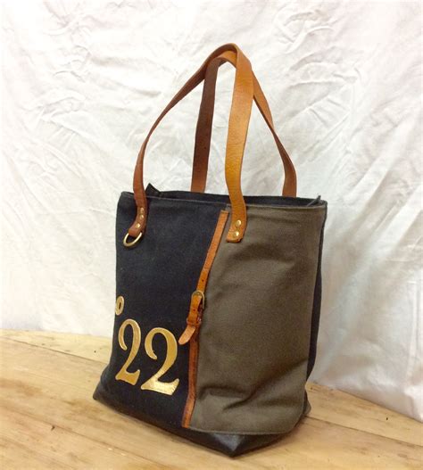 Sac Cabas Toile Noire Kaki Cuir Vintage Kadistu