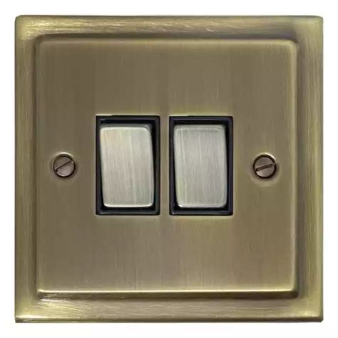 Gandh Tlab302 Trimline Light Antique Brass 2 Gang 1 Or 2 Way Rocker Light Switch £14 45 Picclick Uk