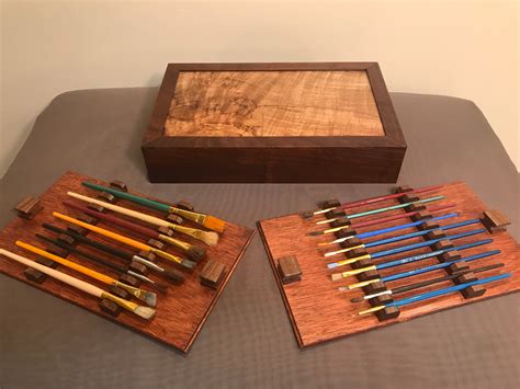 Paintbrush Storage Case Walnut And Spalted Maple Etsy