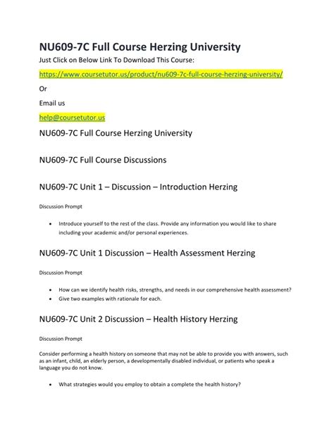 PPT NU609 7C Full Course Herzing University PowerPoint Presentation