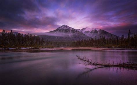 Nature Landscape Calm Lake Mist Banff National Park Mountain