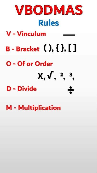 Vbodmas Rules Bodmas Rules Education Maths Maths Formula Youtube