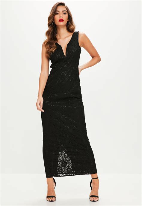 Robe Longue Noir Dentelle Marina Mode