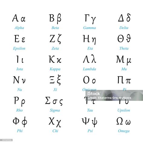 Lettres De Lalphabet Grec Sur Fond Blanc Vecteurs Libres De Droits Et