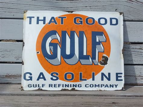 Gulf That Good Gasoline Porcelain Sign Gas Oil Gulf Refining Pump Plate