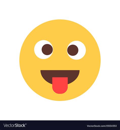 Yellow Smiling Cartoon Face Show Tongue Fool Emoji