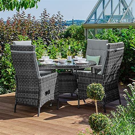 Nova Outdoor Living Ruxley Rattan 4 Seat Dining Set Grey Flat Weave