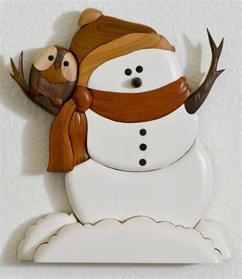 Adorable Wood Intarsia Snowman And Lil Hoot Fw 17 011 Etsy Nederland