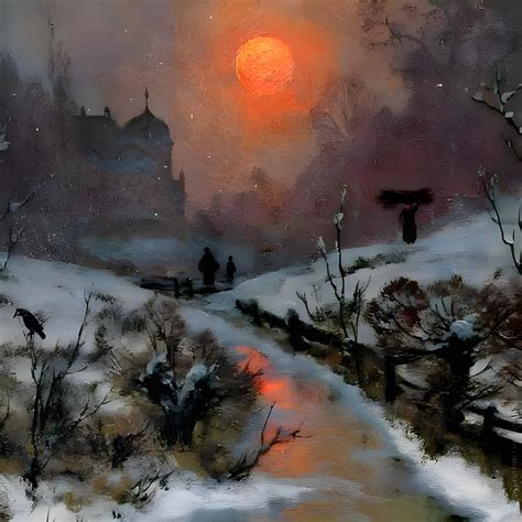 Winter Landscape near the River - Heinrich Gogarten : r/DarkGothicArt