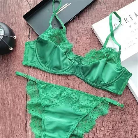Conjunto De Roupa Ntima De Renda Soutien Calcinha Feminina Underwire Lingerie Satin Ultra