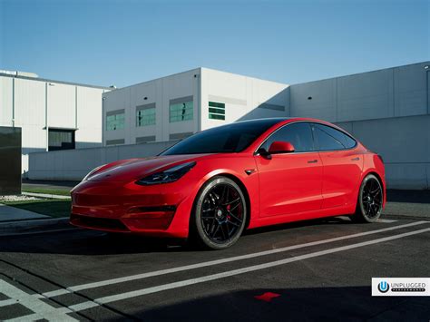 Satin Red Tesla Model Up X Bbs Flugplatz Wheels