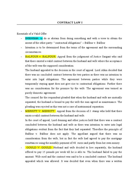 Contract Law I Notes Pdf Misrepresentation Estoppel