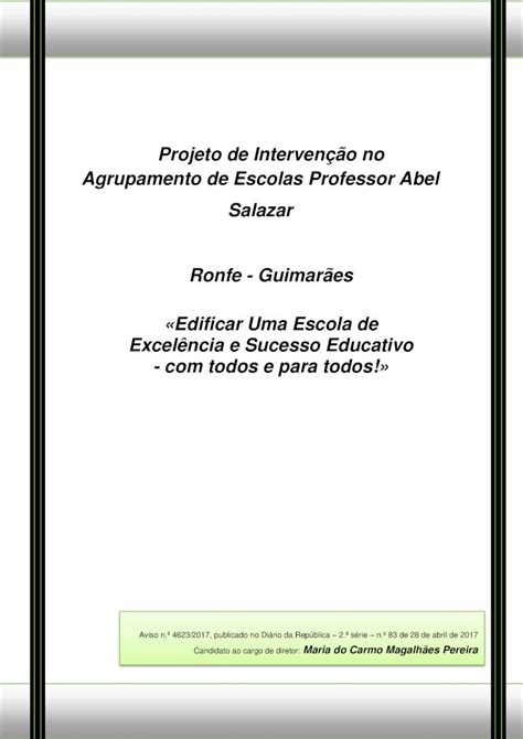 PDF Projeto de Intervenção no Agrupamento de Escolas Professor